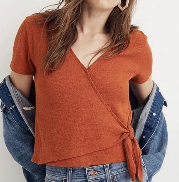Madewell Tops - Madewell Texture & Thread Faux Wrap Tie  Top   Size XS